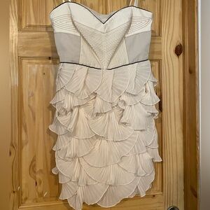 BCBGMaxAzria cocktail ruffle dress, offwhite/cream US10